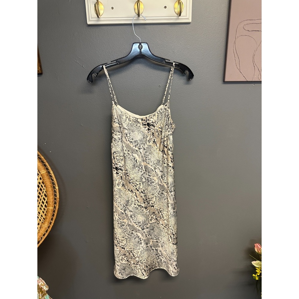Calvin Klein Womens Size 8 Satin Slip Dress Spaghetti Strap Midi Gray Snakeskin